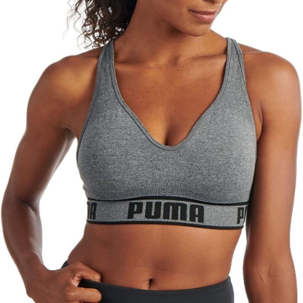 PUMA Women's Gray & Black Sports Bra Size L